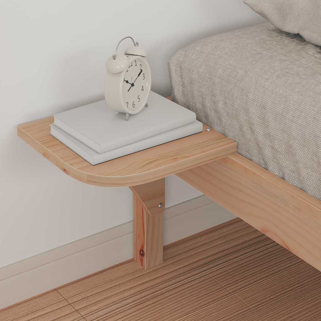 Bed Frame with Side Tables Natural 100 x 210 cm Solid Pine Wood