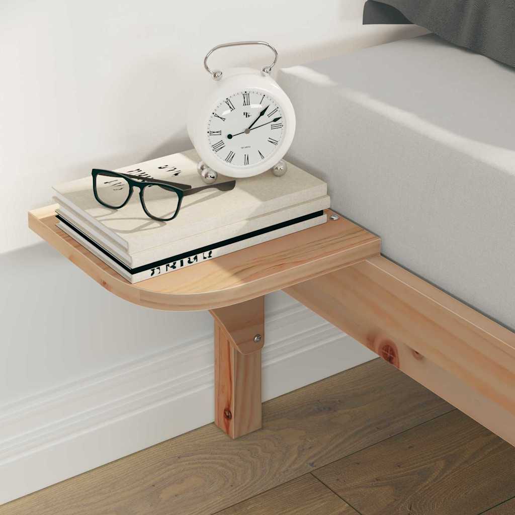 Bed Frame with Side Tables Natural 160 x 210 cm Solid Pine Wood