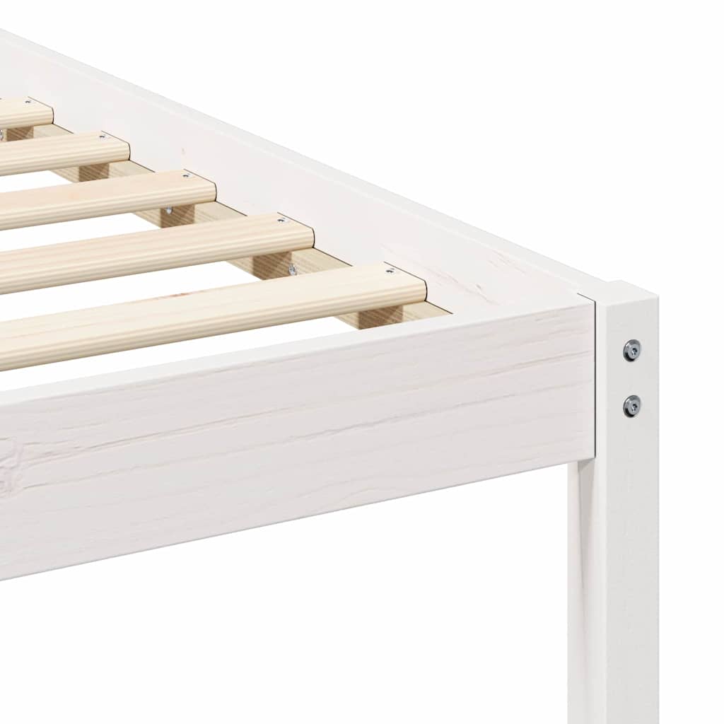 Bed Frame with Side Tables White 160 x 210 cm Solid Pine Wood
