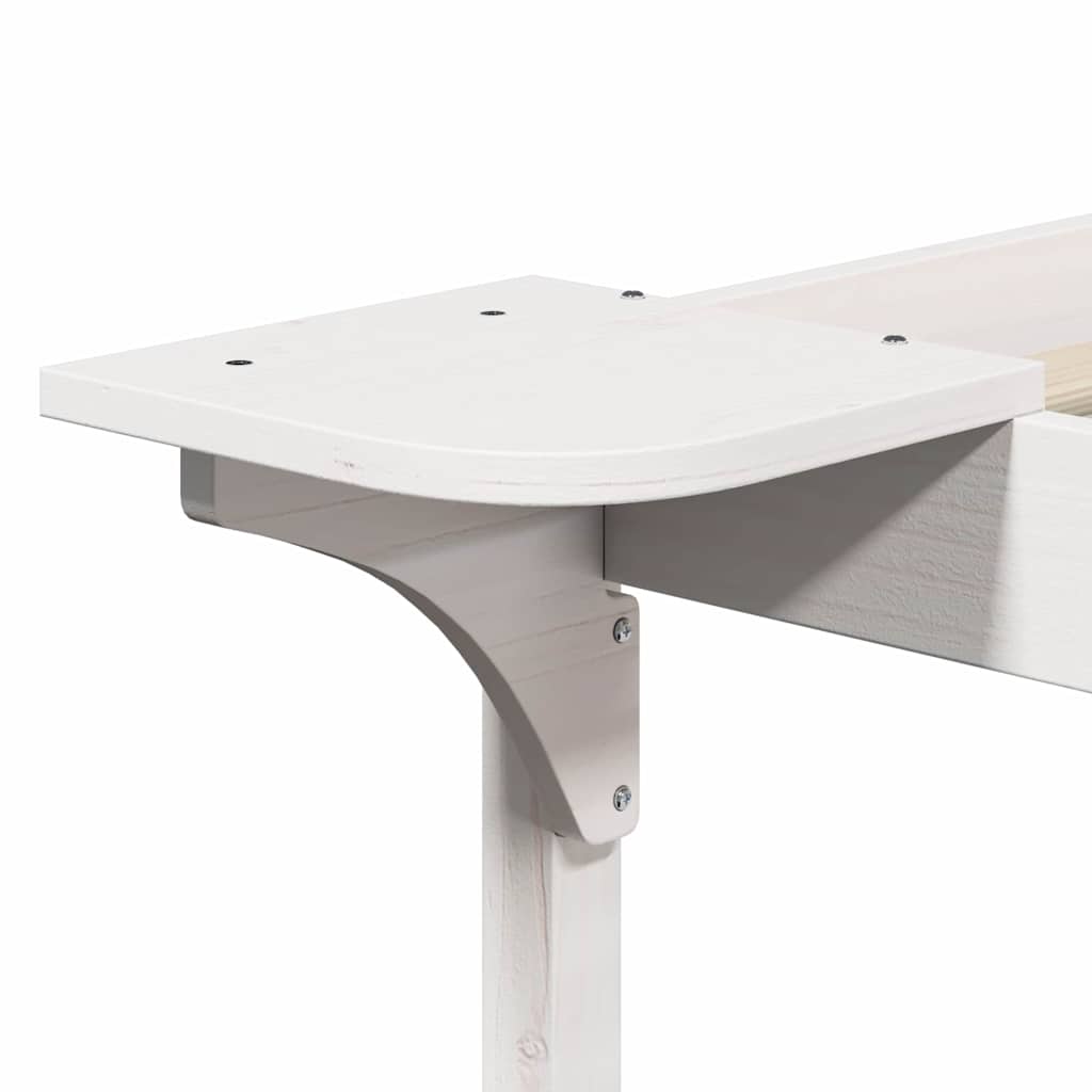 Bed Frame with Side Tables White 160 x 210 cm Solid Pine Wood