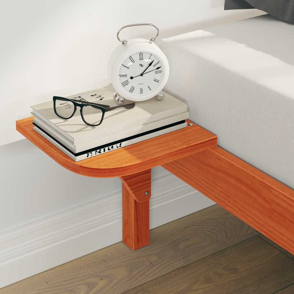 Bed Frame with Side Tables Wax Brown 180 x 210 cm