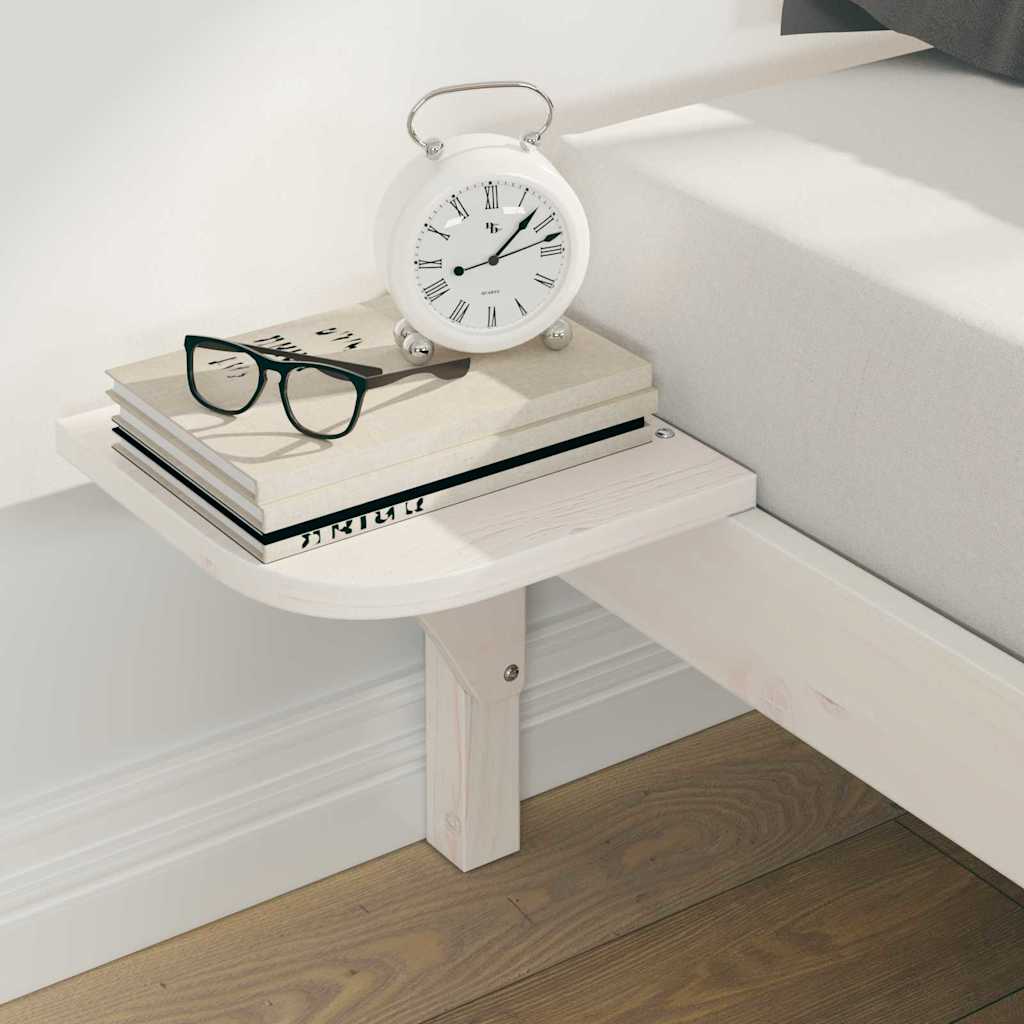 Bed Frame with Side Tables White 200 x 210 cm Solid Pine Wood