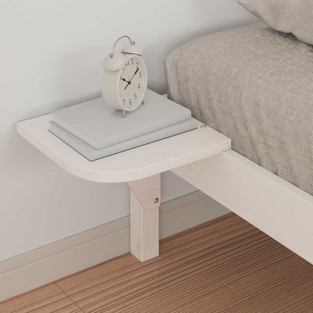 Bed Frame with Side Tables White 80 x 220 cm Solid Pine Wood