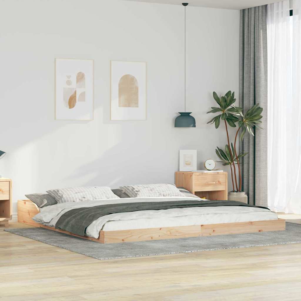 Bed Frame Brown 200 x 200 cm Solid pine wood