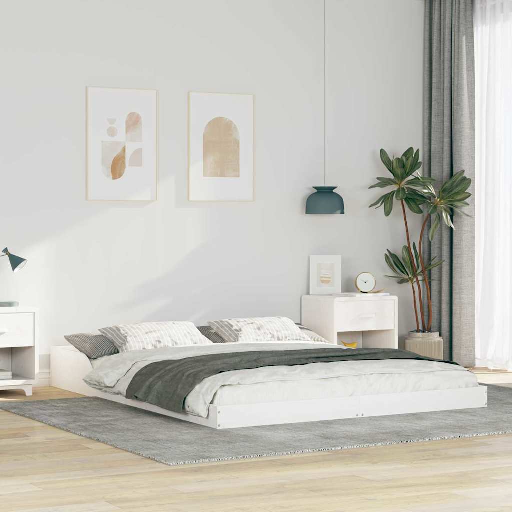 Bed Frame White 160 x 200 cm Solid pine wood