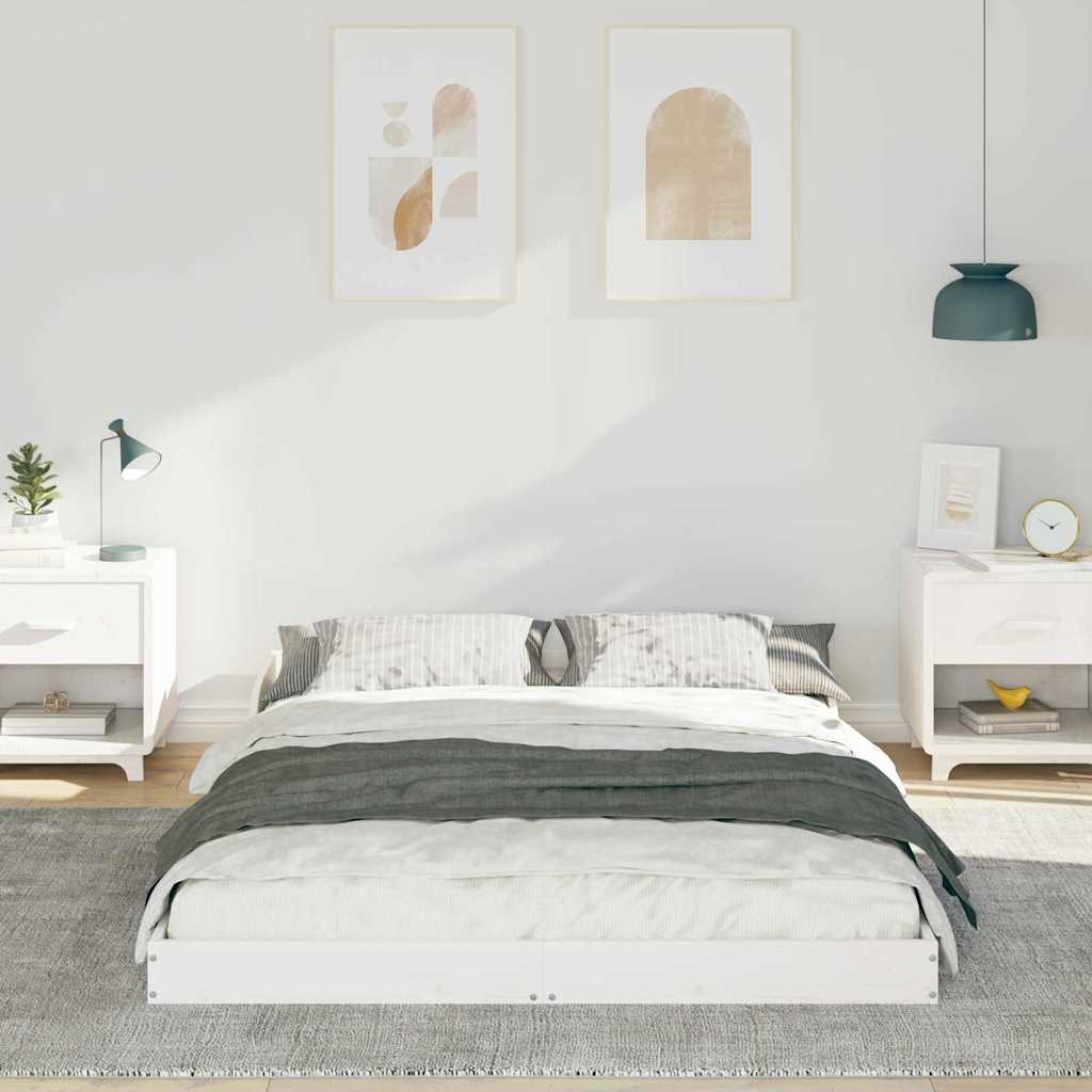 Bed Frame White 120 x 200 cm Solid pine wood
