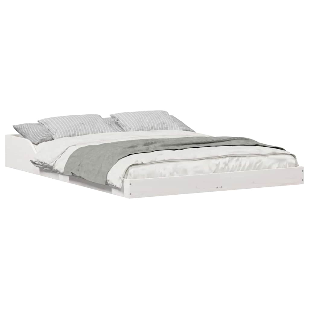 Bed Frame White 120 x 190 cm Solid pine wood