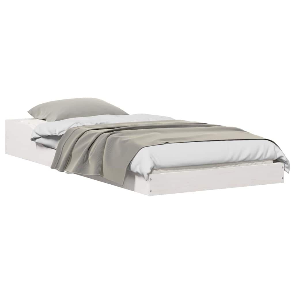 Bed Frame White 100 x 200 cm Solid pine wood