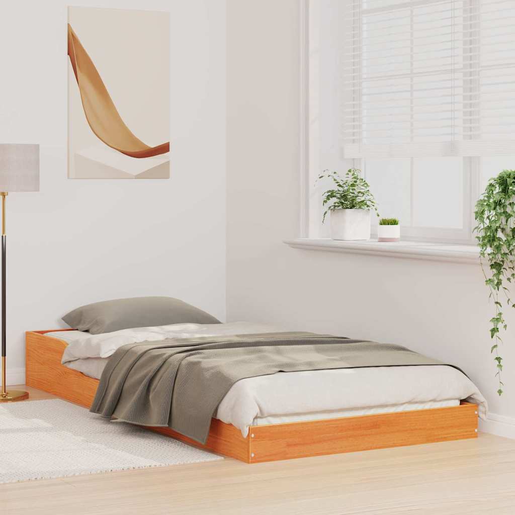 Bed Frame Wax brown 80 x 200 cm Solid pine wood