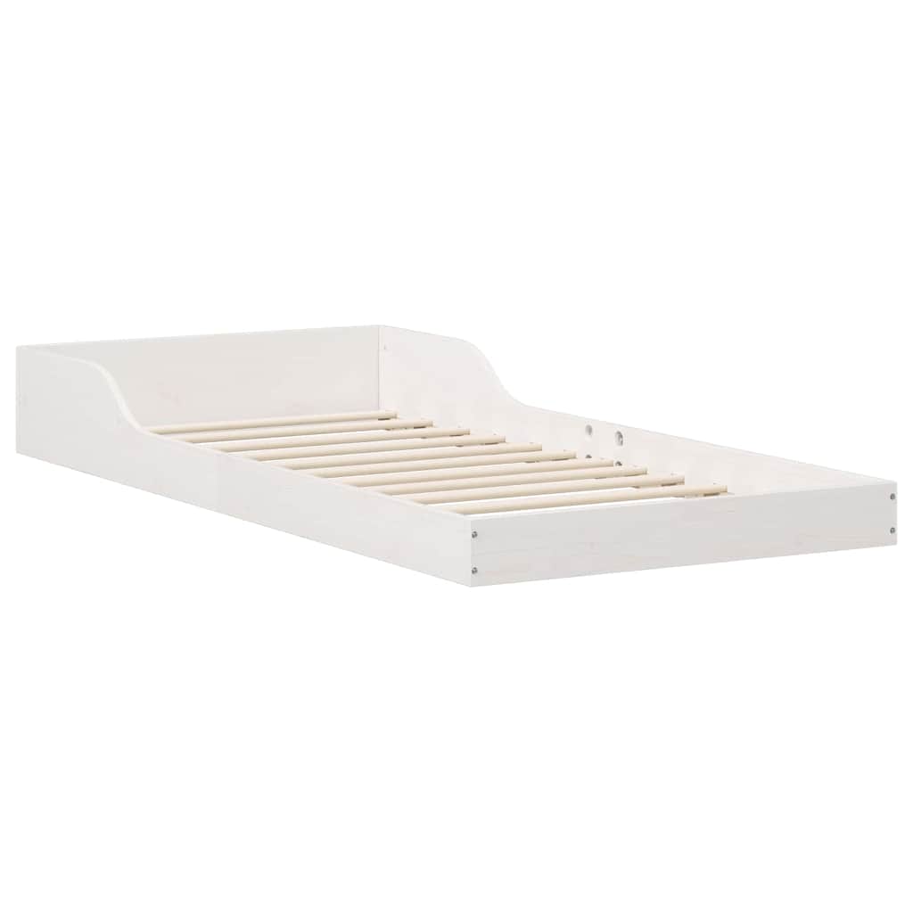 Bed Frame White 75 x 190 cm Solid pine wood