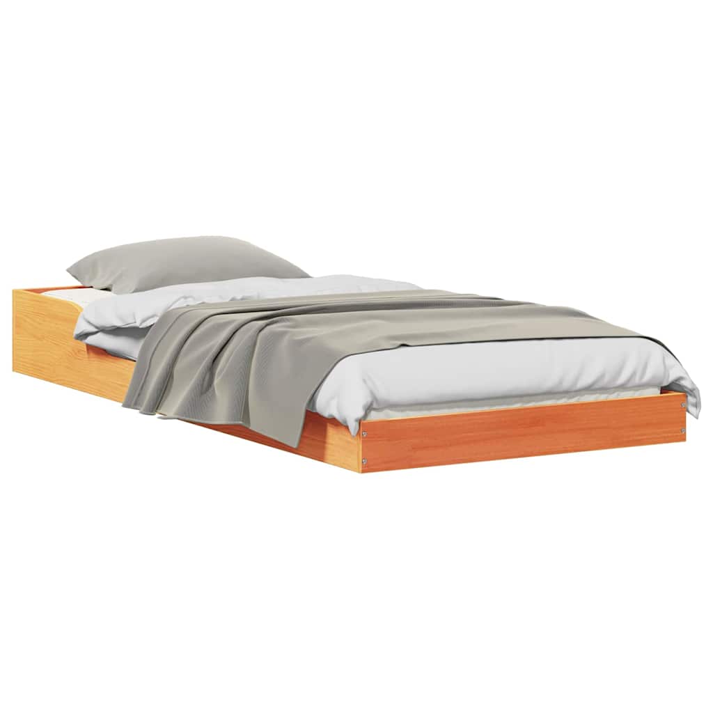 Bed Frame Wax brown 75 x 190 cm Solid pine wood