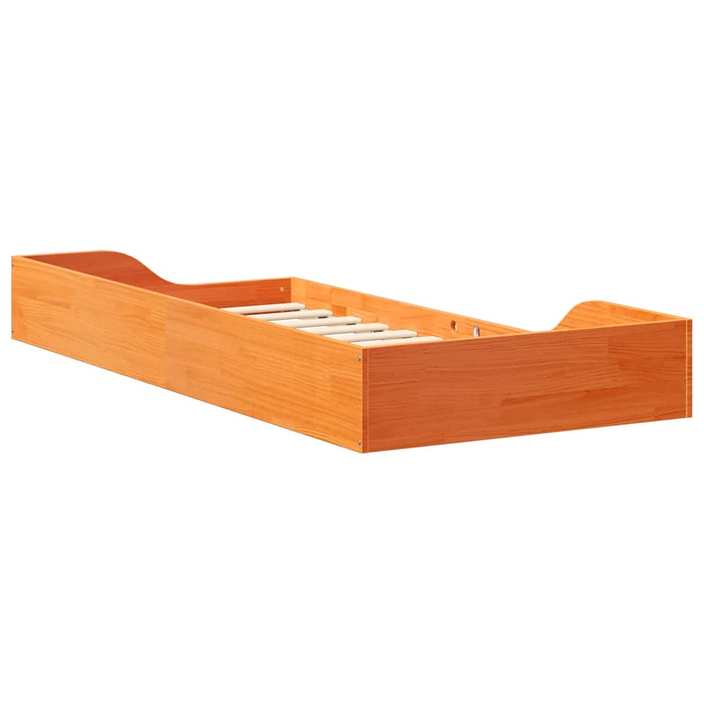 Floor Bed Frame Wax brown 90 x 200 cm Solid pine wood