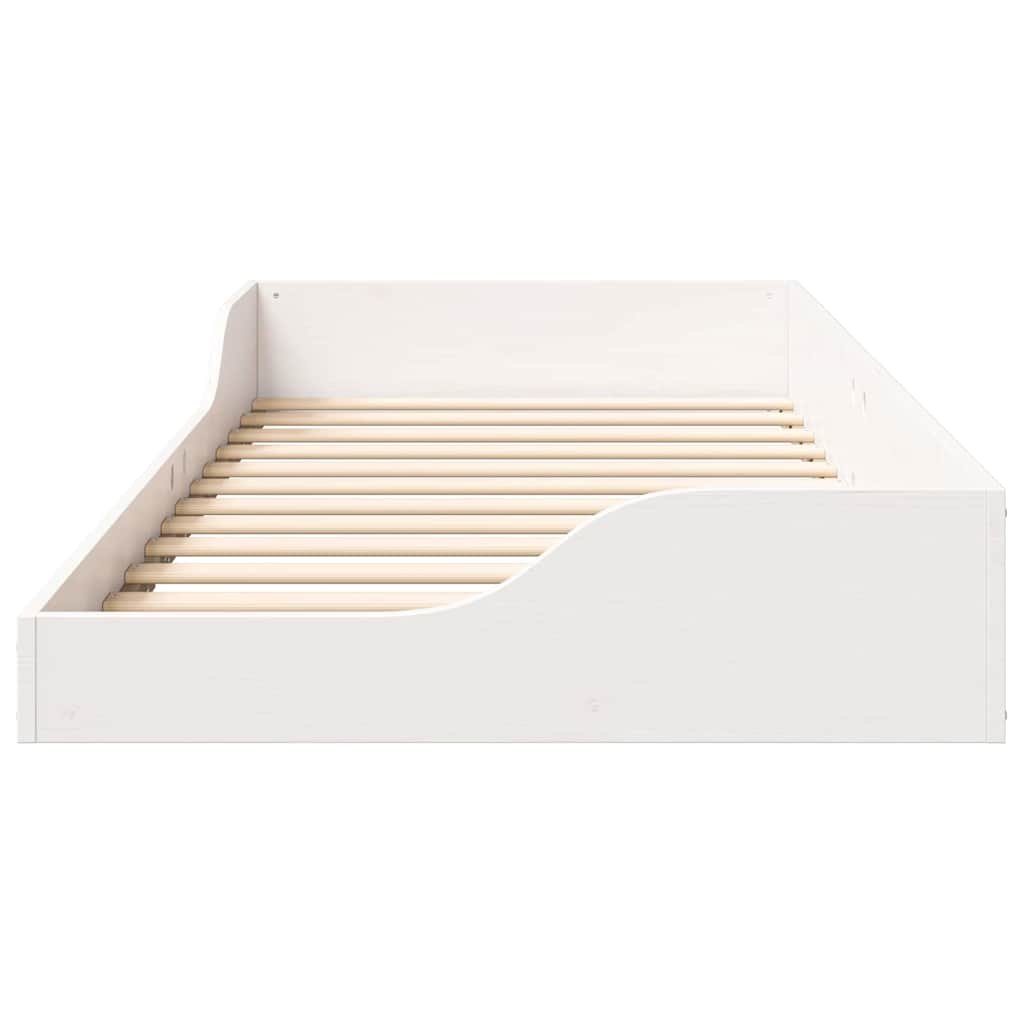 Floor Bed Frame White 80 x 200 cm Solid pine wood
