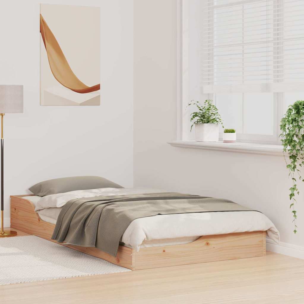 Floor Bed Frame Brown 90 x 190 cm Solid pine wood
