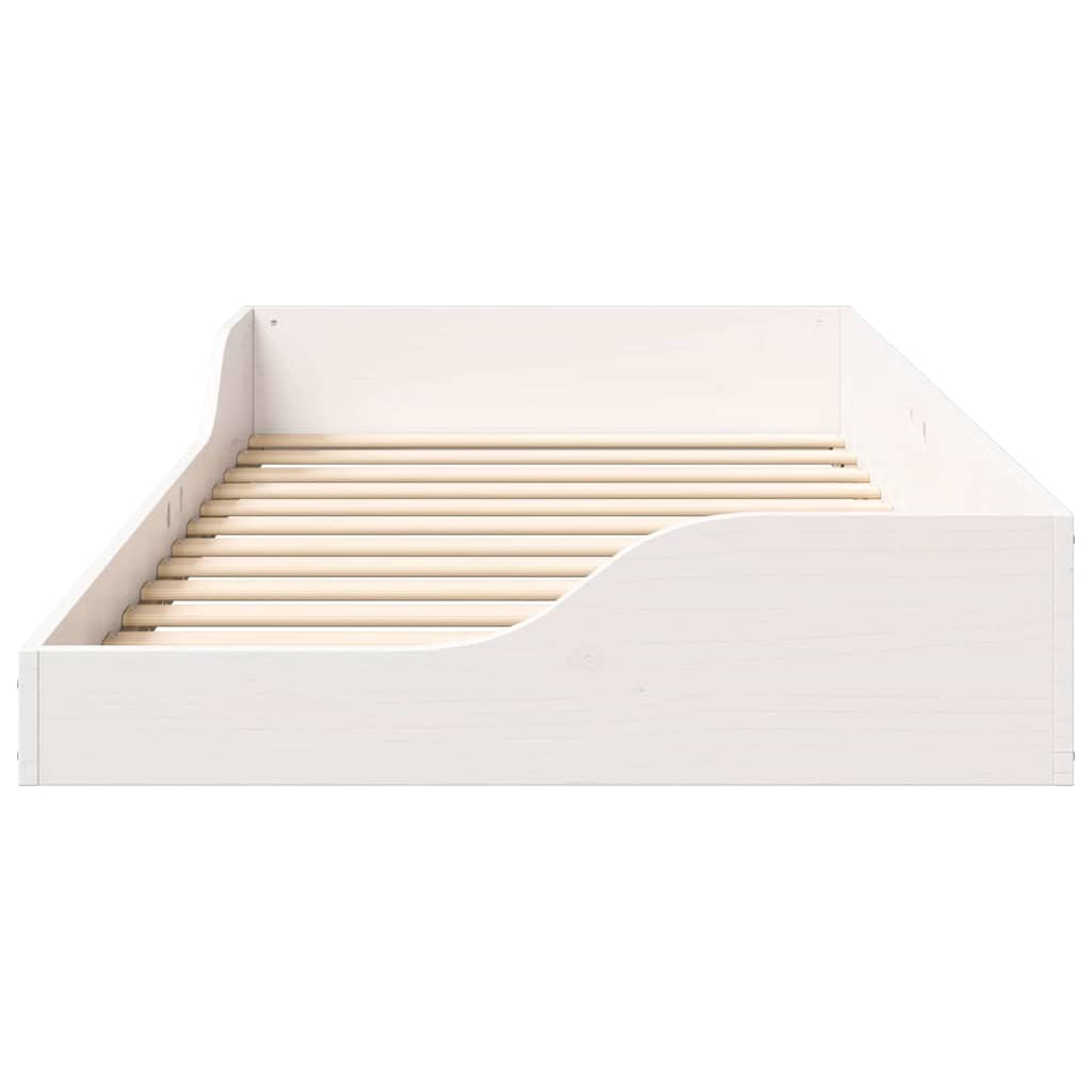 Floor Bed Frame White 90 x 190 cm Solid pine wood