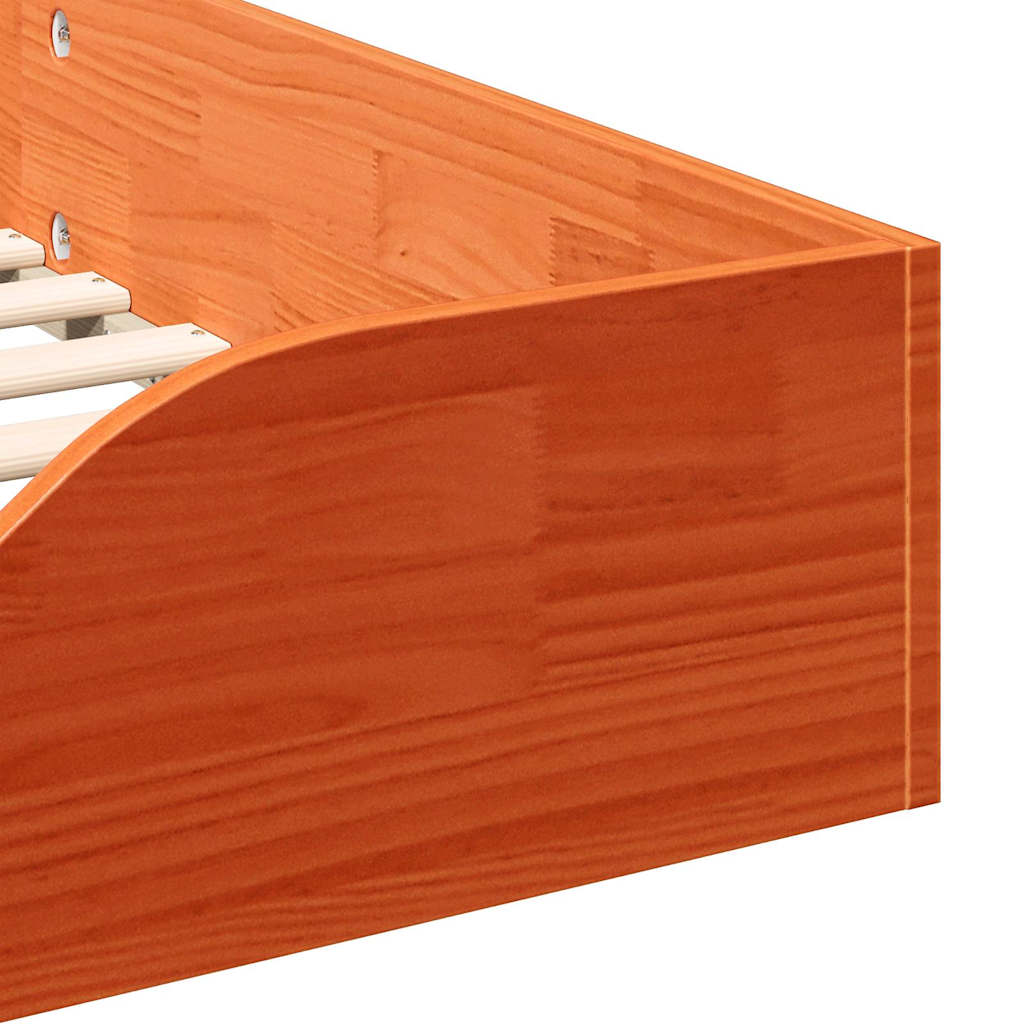 Floor Bed Frame Wax brown 90 x 190 cm Solid pine wood