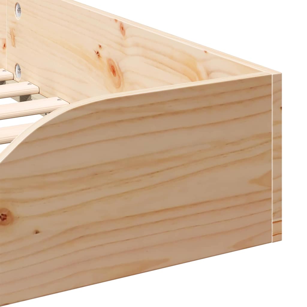 Floor Bed Frame Brown 75 x 190 cm Solid pine wood