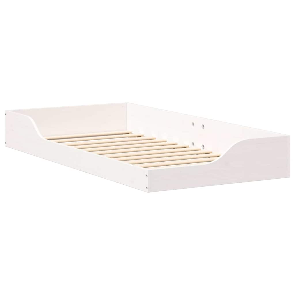 Floor Bed Frame White 75 x 190 cm Solid pine wood