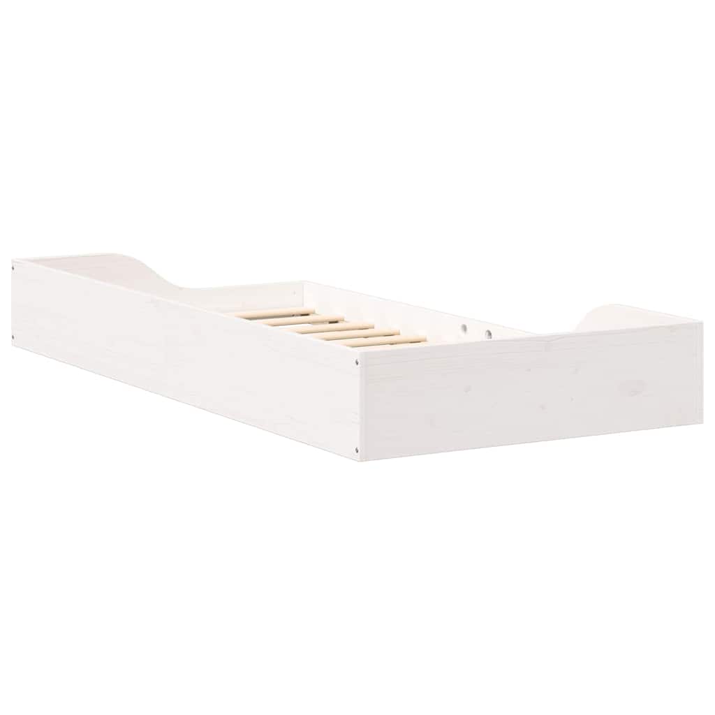 Floor Bed Frame White 75 x 190 cm Solid pine wood