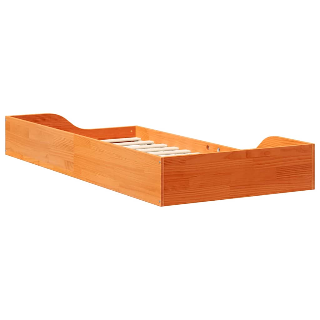 Floor Bed Frame Wax brown 75 x 190 cm Solid pine wood