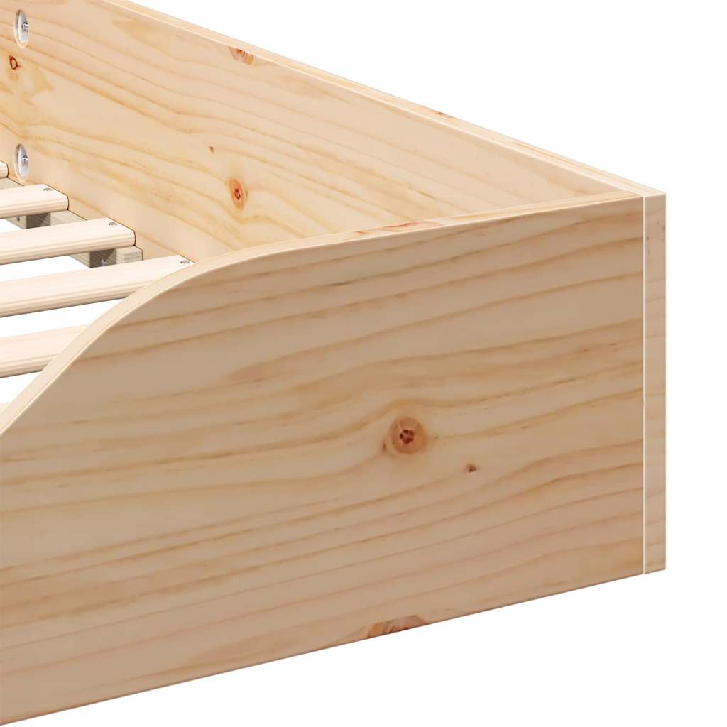 Floor Bed Frame Brown 90 x 210 cm Solid pine wood