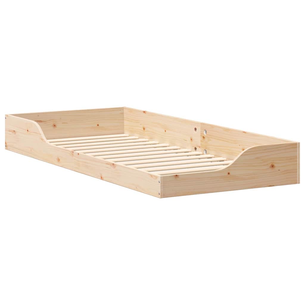 Floor Bed Frame Brown 90 x 210 cm Solid pine wood