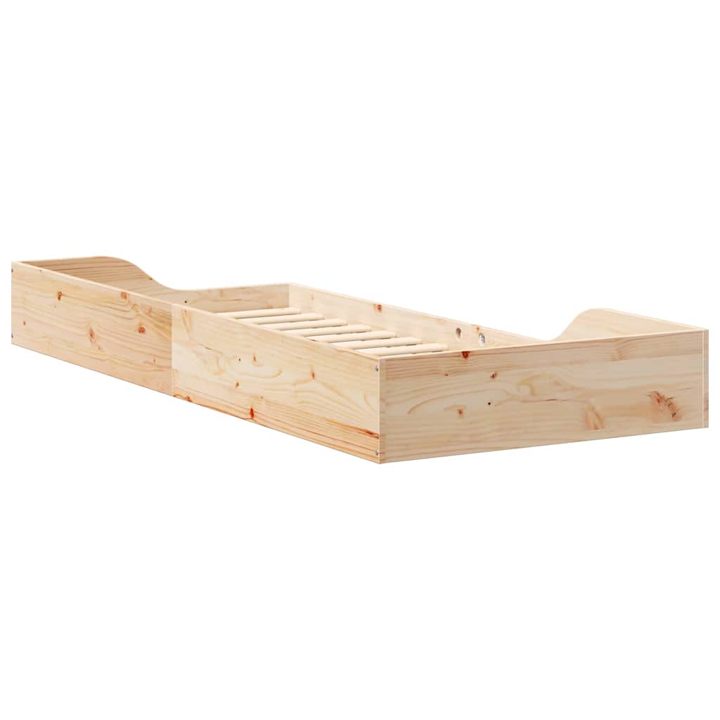 Floor Bed Frame Brown 90 x 210 cm Solid pine wood