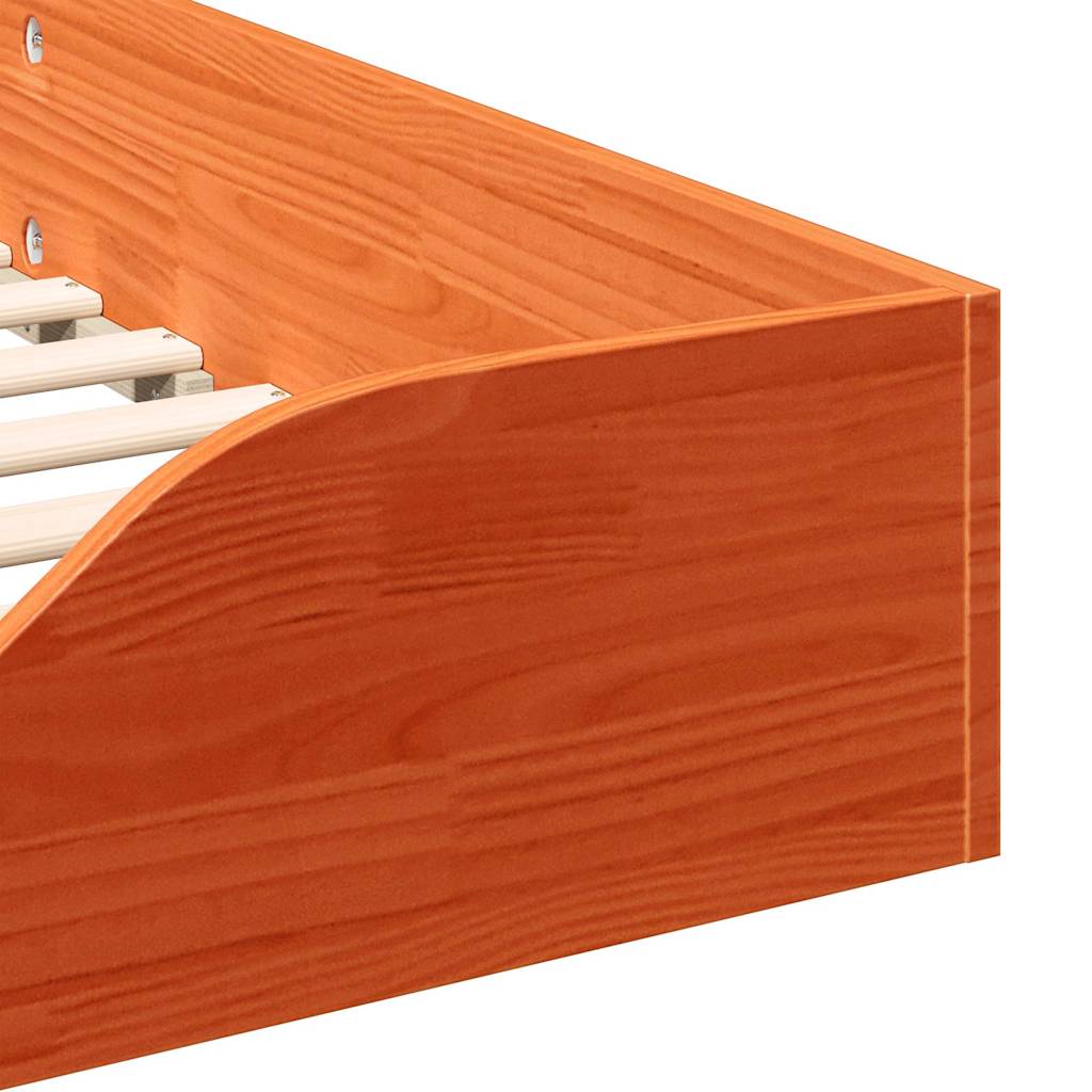Floor Bed Frame Wax brown 90 x 210 cm Solid pine wood