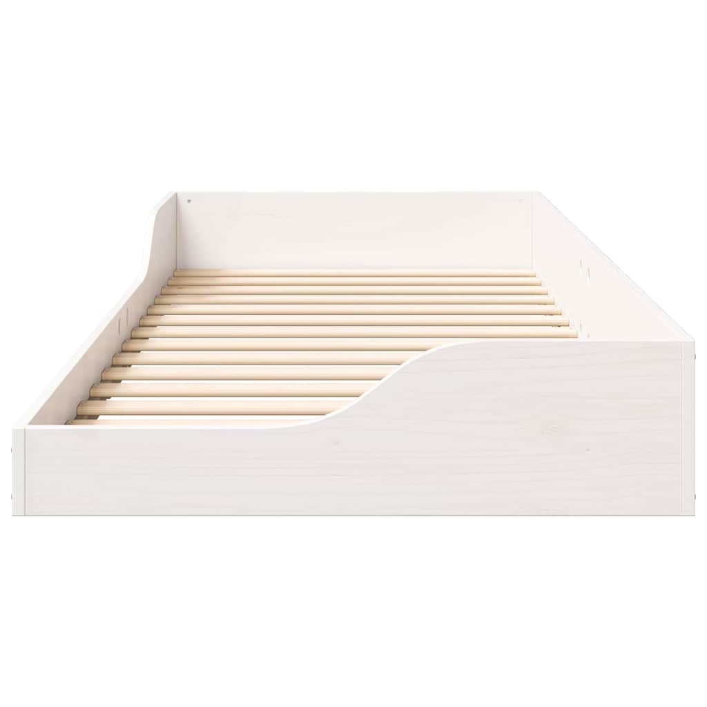 Floor Bed Frame White 100 x 210 cm Solid pine wood