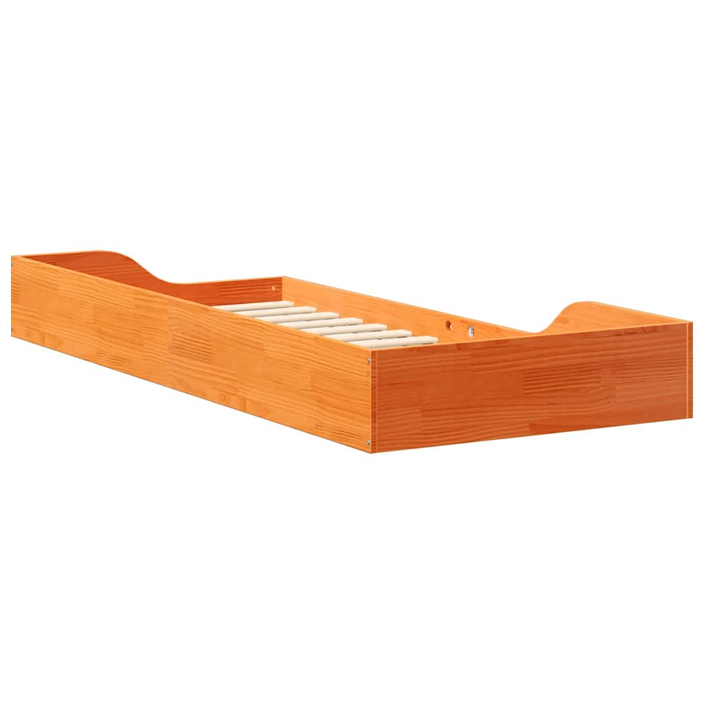 Floor Bed Frame Wax brown 100 x 210 cm Solid pine wood