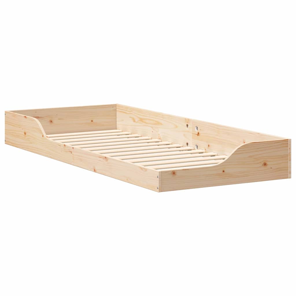 Floor Bed Frame Brown 80 x 220 cm Solid pine wood