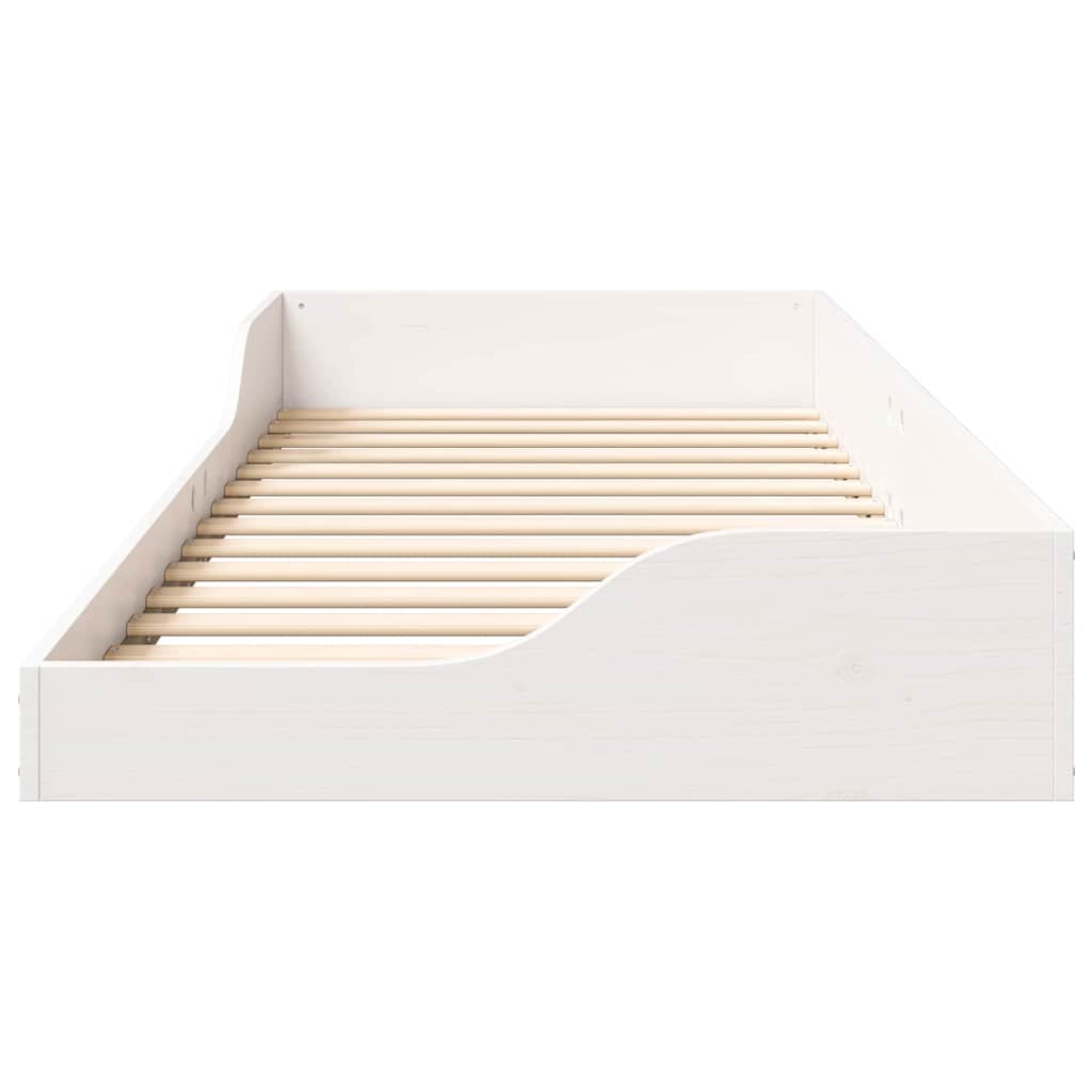 Floor Bed Frame White 80 x 220 cm Solid pine wood