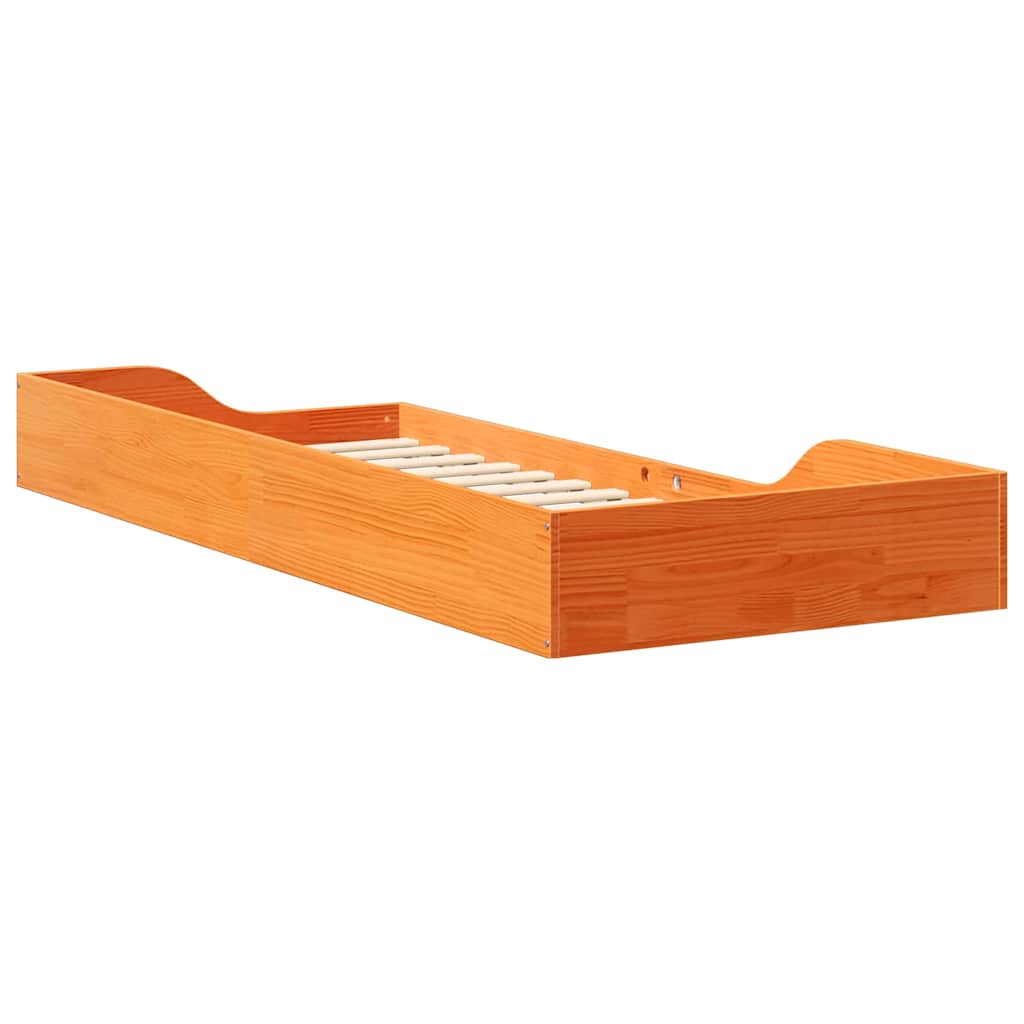Floor Bed Frame Wax brown 80 x 220 cm Solid pine wood