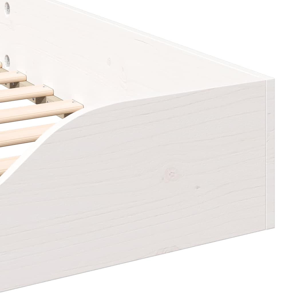 Floor Bed Frame White 90 x 220 cm Solid pine wood