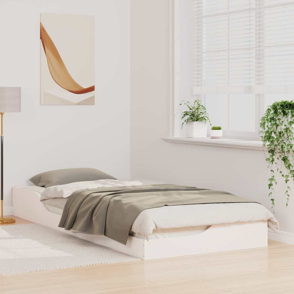Floor Bed Frame White 90 x 220 cm Solid pine wood