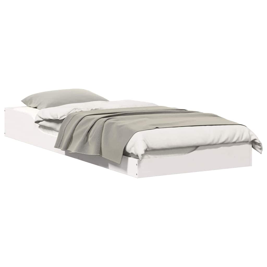 Floor Bed Frame White 90 x 220 cm Solid pine wood