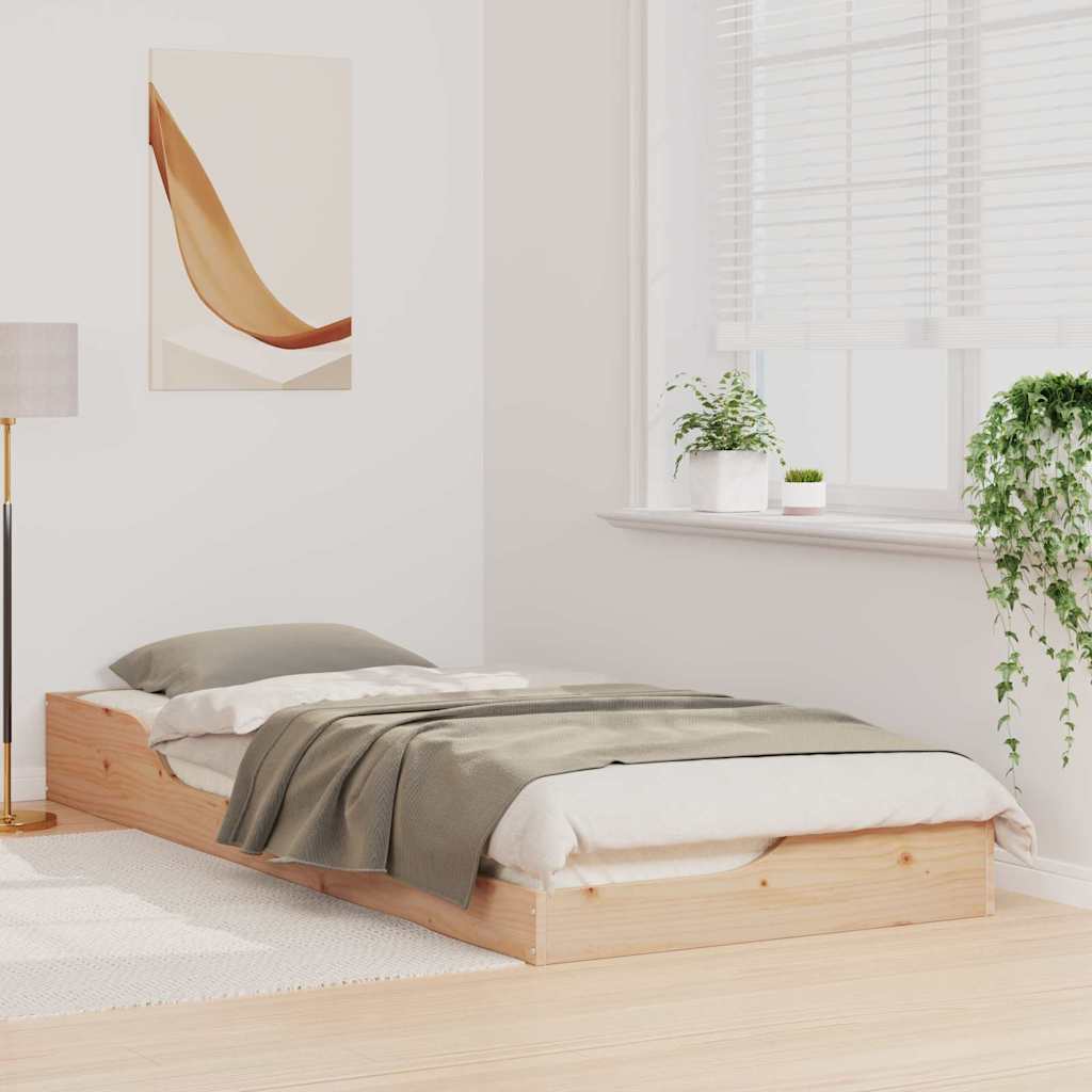 Floor Bed Frame Brown 100 x 220 cm Solid pine wood