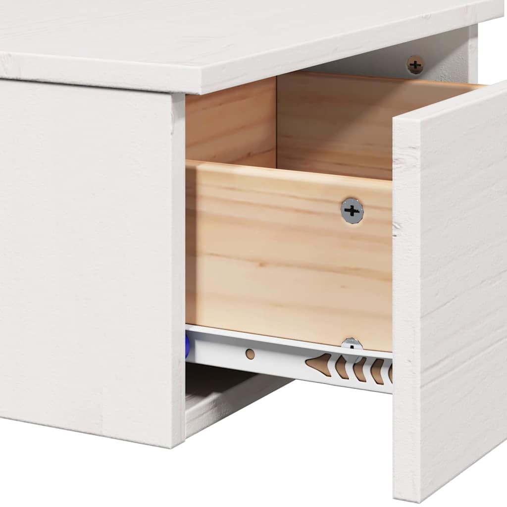 Bedside Table White 37 x 35 x 18.5 cm Solid pine wood