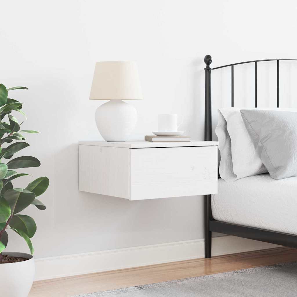 Bedside Table White 37 x 35 x 18.5 cm Solid pine wood