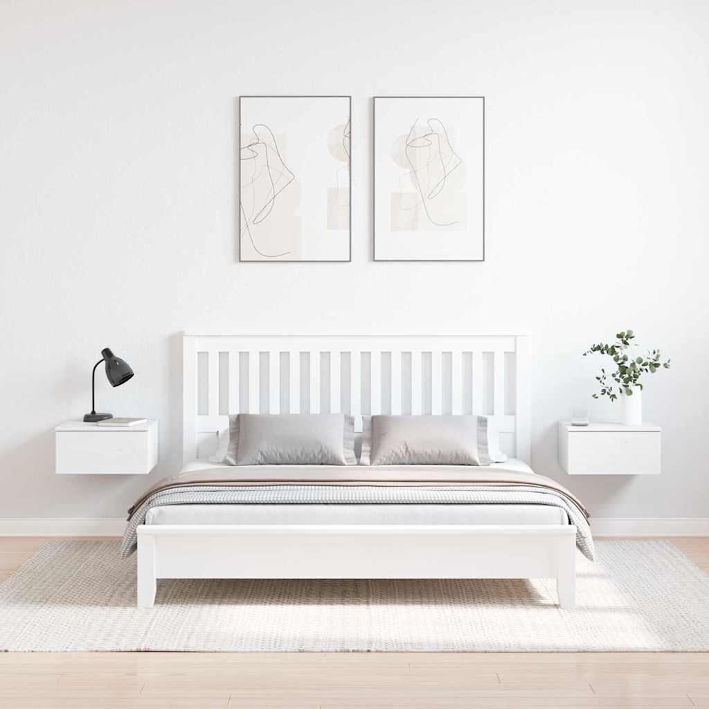 Bedside Table 2 pcs White 37 x 35 x 18.5 cm Solid pine wood