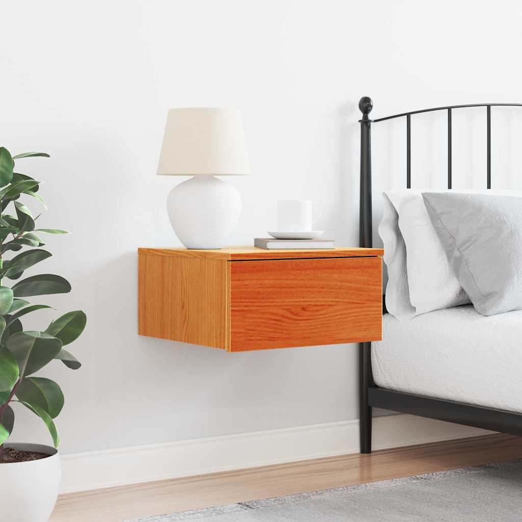 Bedside Table Wax brown 37 x 35 x 18.5 cm Solid pine wood