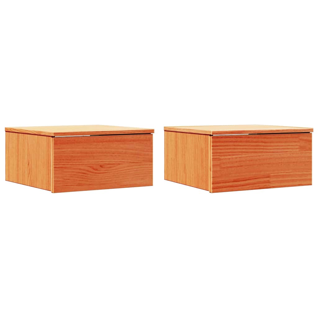 Bedside Table 2 pcs Wax brown 37 x 35 x 18.5 cm Solid pine wood