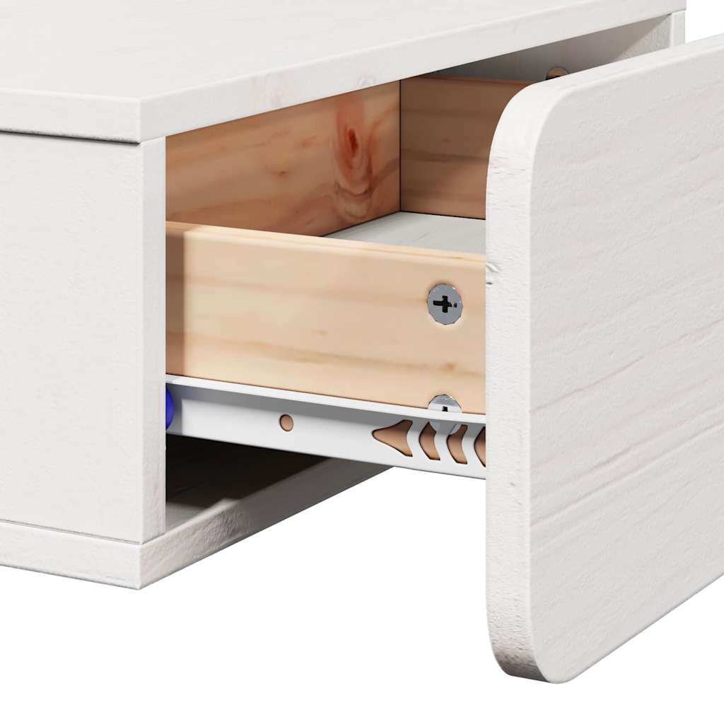 Bedside Table White 44 x 32.5 x 40 cm Solid pine wood