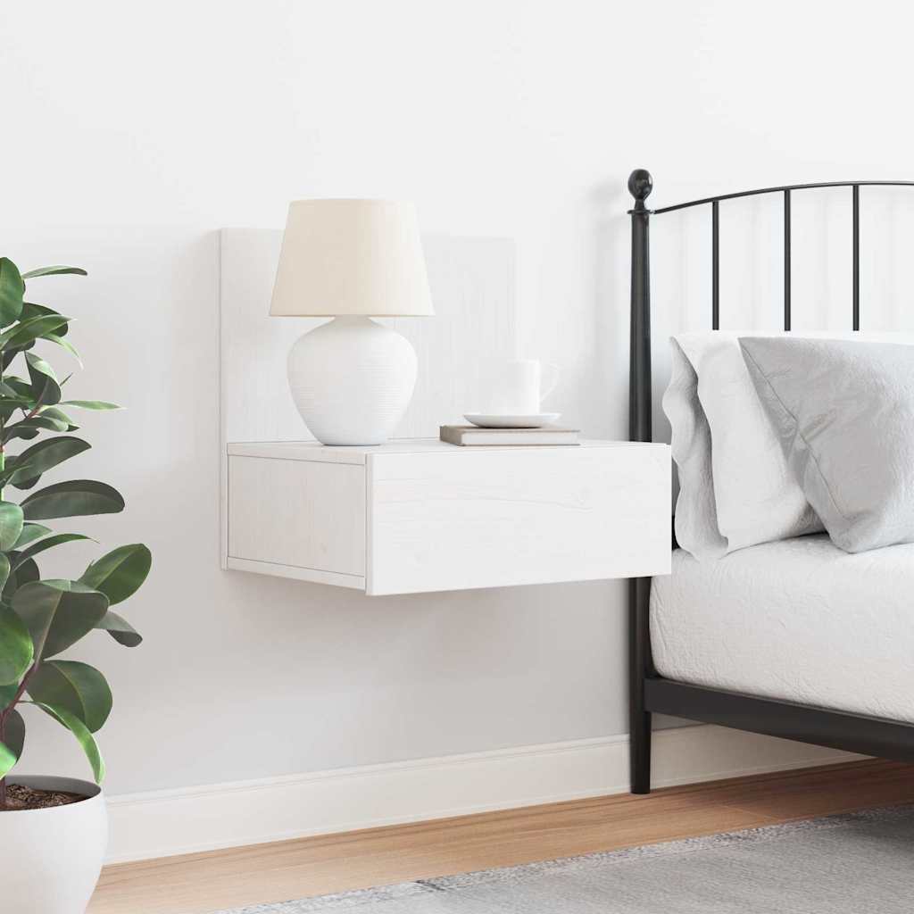 Bedside Table White 42 x 32.5 x 40 cm Solid pine wood