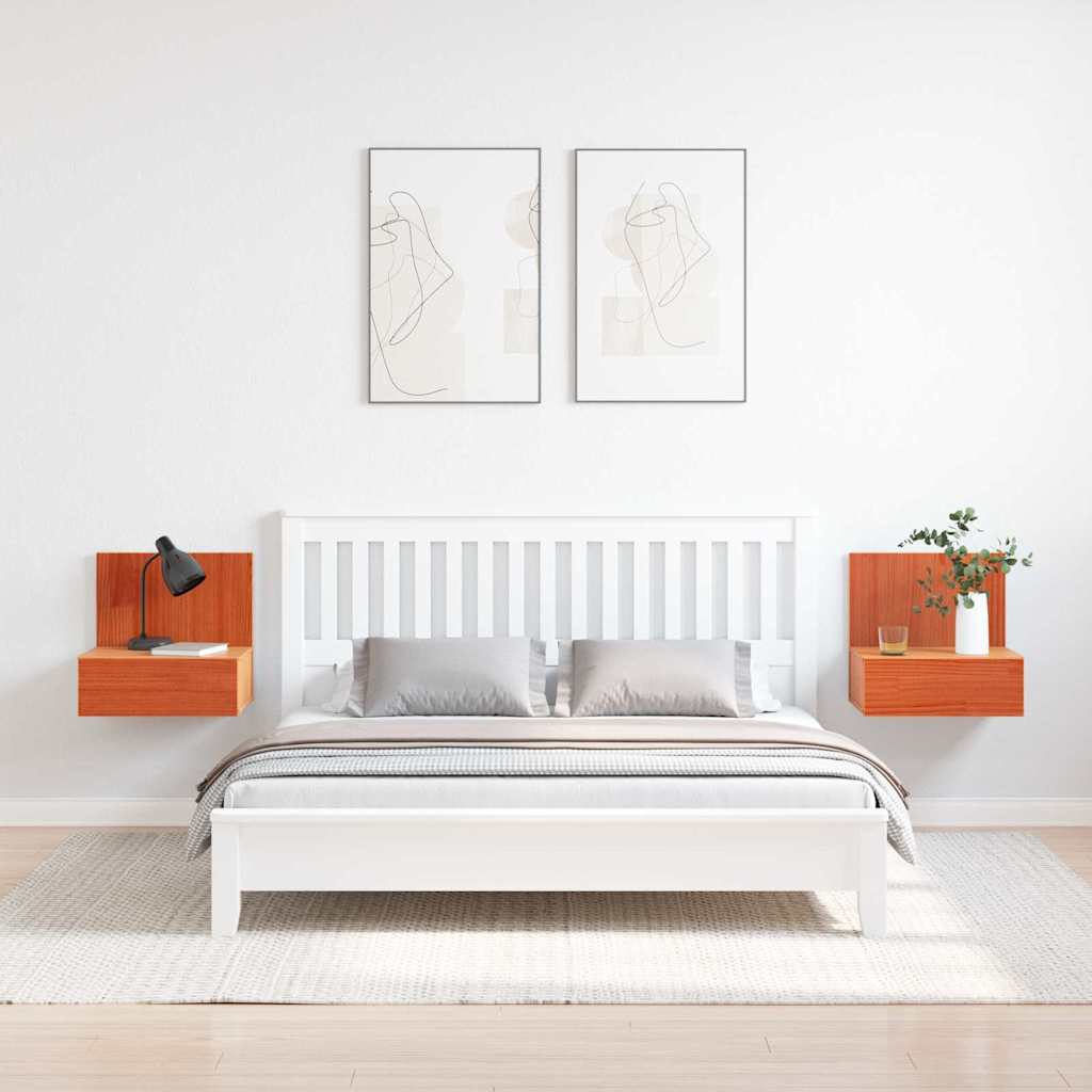 Bedside Table 2 pcs Wax brown 42 x 32.5 x 40 cm Solid pine wood