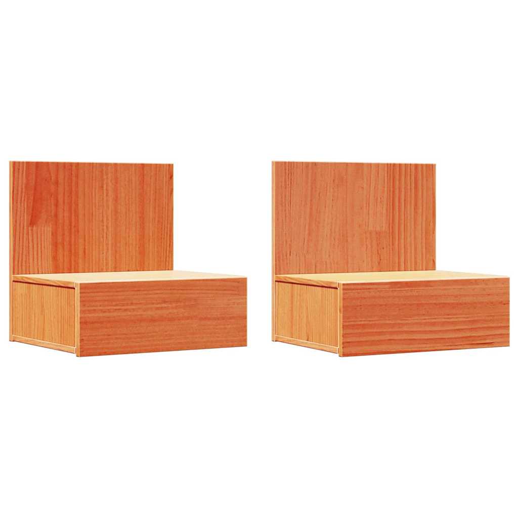 Bedside Table 2 pcs Wax brown 42 x 32.5 x 40 cm Solid pine wood