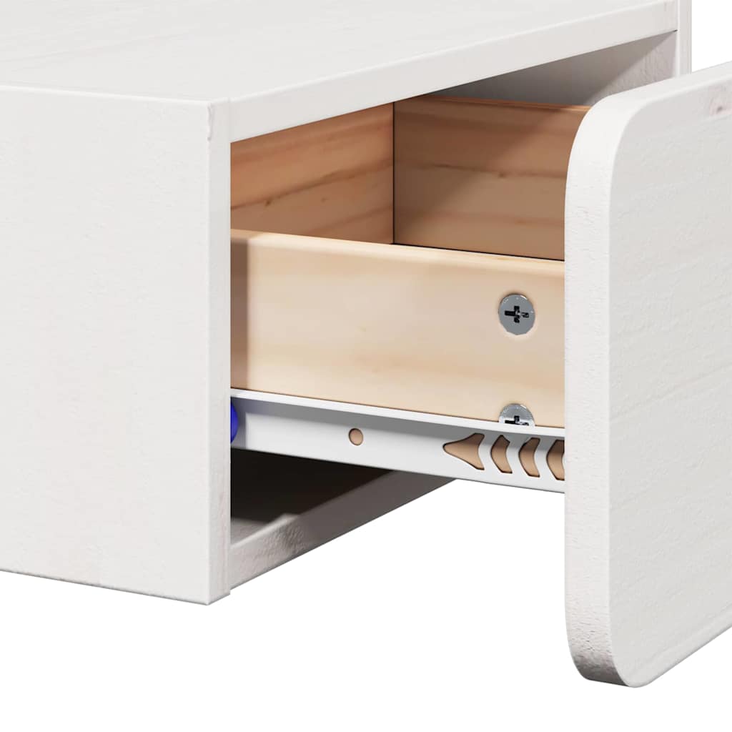 Bedside Table White 39 x 34 x 16.5 cm Solid pine wood