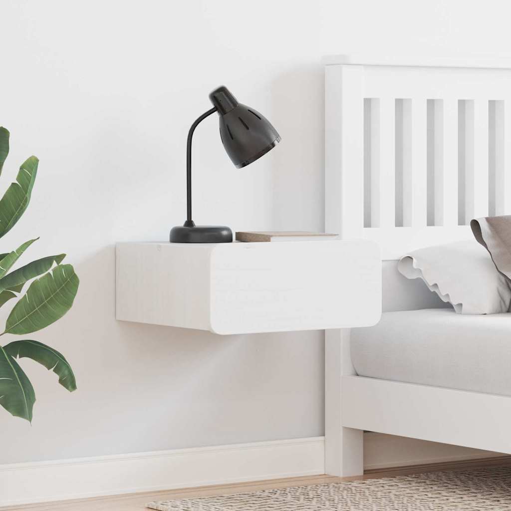 Bedside Table White 39 x 34 x 16.5 cm Solid pine wood