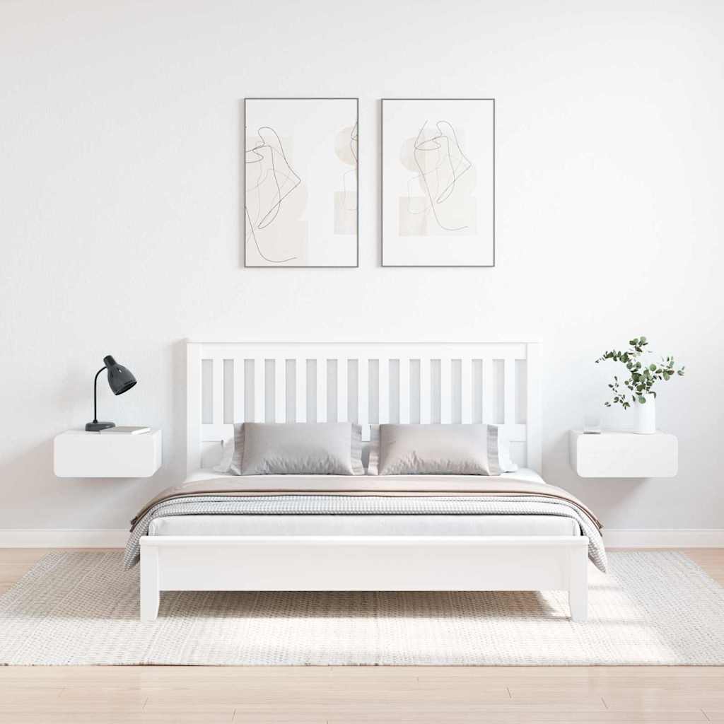 Bedside Table 2 pcs White 39 x 34 x 16.5 cm Solid pine wood