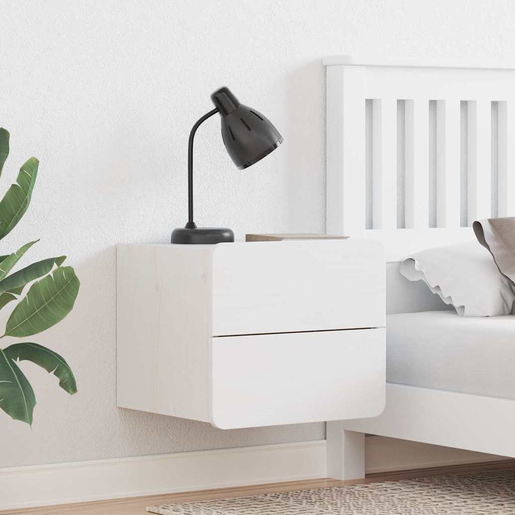 Bedside Table 2 pcs White 39 x 34 x 33 cm Solid pinewood